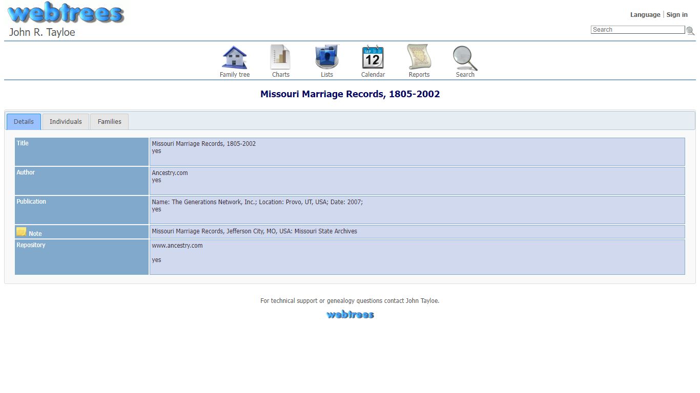 Missouri Marriage Records, 1805-2002